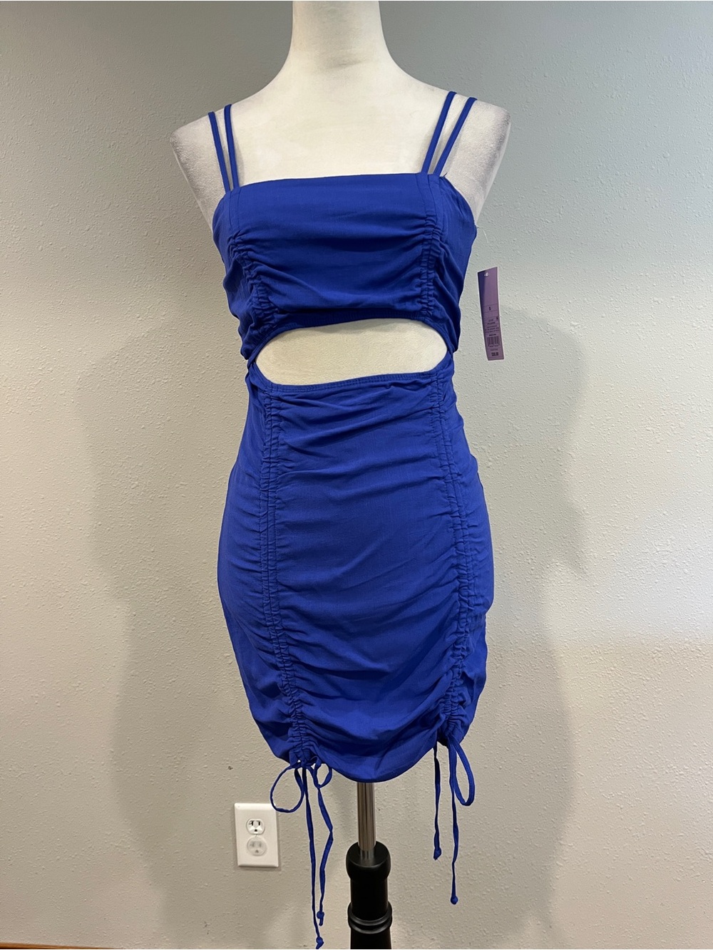Target‎ Royal Blue Ruched Cutout Bodycon Dress size small